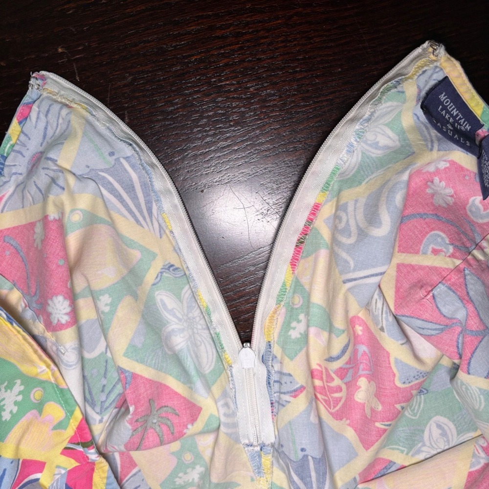 Y2K VTG Tropical Patchwork Skort Multi Color Cotton Tropical Vacation Resort - Picture 6 of 12